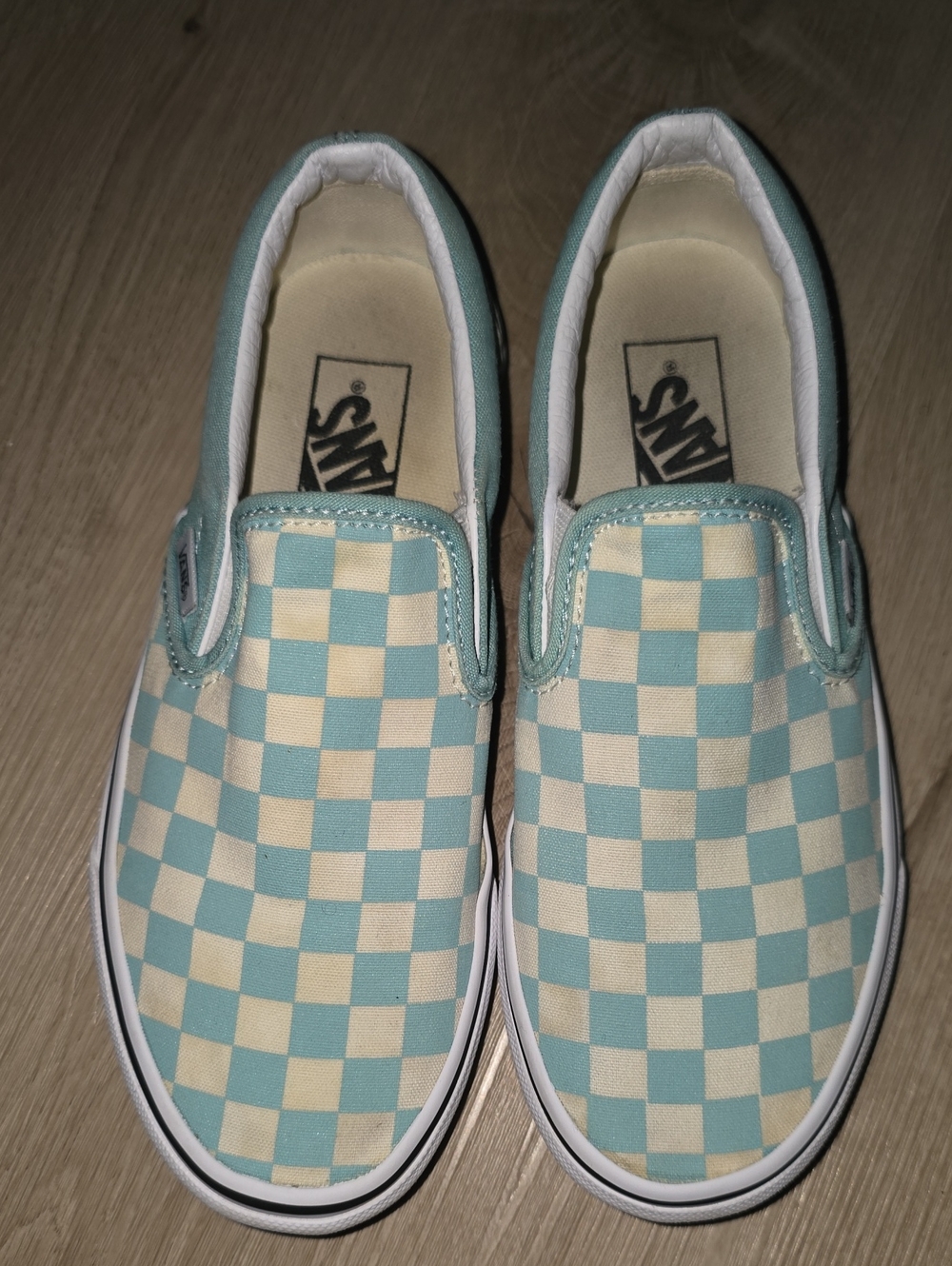 Vans Classic Slip-On Checkerboard Aqua Haze - Women's Size 7
